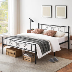 GARVEE Queen Bed Frame Platform with Headboard and Footboard Metal Bed Mattress Foundation with Storage No Box Spring Needed Black