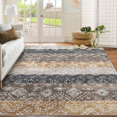 GARVEE 5x7 Rug Living Room Rugs Washable Rug Bedroom Rug Throw Rug Soft Tribal Rug Neutral Geometric Rug Modern Rug for Nursery Dining Room Home Office Non Slip Low Pile Farmhouse Carpet 5x7 Brown