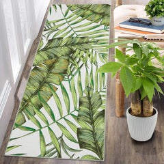 GARVEE 2x6 Washable Runner Rug Summer Tropical Jungle Green Leaf Rugs Spring Plants Palm Tree Leaf Non Slip Area Rugs Indoor Floor Carpet Nature Botanical Rug for Bedroom Kitchen, 2'x6' Green