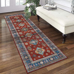 GARVEE Hallway Runner Rug 2x6 Washable Non Slip Kitchen Runner Rug Entryway Indoor Vintage Rug Boho Rug Distressed Accent Runner for Living Room Bedside, Red