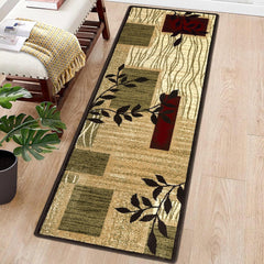 GARVEE Runner Rug 2x8 Rug Modern Area Rug Floral Rug Bedroom Decor Floor Mats Ultra Soft Area Rug Non Slip Non Shedding Rug Runners for Hallways Entrance Bathroom, Black/Navy/Gold 2'x8'