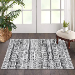 GARVEE Geometric Area Rug 2x3 - Machine Washable, Easy-Cleaning, Non-Shedding, Stain Resistant, Non-Slip, Foldable Indoor Mat for Living Room, Bedroom, Kitchen, Entryway, Bathroom, Grey