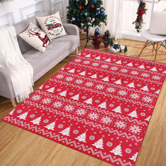 GARVEE Christmas Area Rug 8x10 Snowflake Xmas Tree Pattern Boho Floor Cover Machine Washable Non Slip for Kitchen Living Room Bedroom