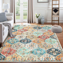 GARVEE 8x10 Area Rug, Ultra-Thin, Non-Slip, Washable, Faux Wool, Stain-Resistant, Foldable, Living Room, Bedroom