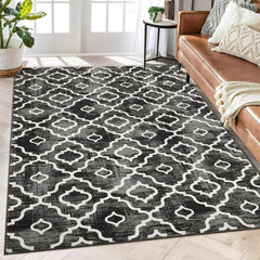 GARVEE Area Rug 4x6 Boho Rug Modern Rug Washable Moroccan Area Rugs for Living Room Laundry Bedroom Geometric Office Carpet Low Pile Dining Room Rug Trellis Rug Non Slip Farmhouse Rug Grey