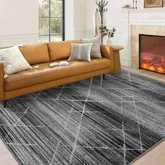 GARVEE 9x12 Area Rugs for Living Room Grey Abstract Rugs Carpet for Bedroom Room with Non-Slip Backing Non-Shedding Stain Resistant, Boho Large Rugs for Dining Room Nursery Home Office