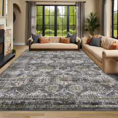 GARVEE Washable Rugs 8x10 Area Rug for Living Room Vintage Rugs for Bedroom Indoor Retio Oriental Non Slip Large Rug Soft Non Shedding Stain Resistant Carpet for Dining Room 8'x10' Grey/Brown