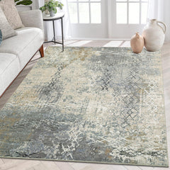 GARVEE 9x12 Large Living Room Rug Modern Abstract Floor Carpet Indoor Non-Slip Stain Resistant Geometric Rug Washable Contemporary Carpet Rug for Dining Room Home Office, Beige