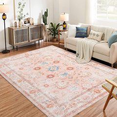 GARVEE Floral Medallion Area Rug - 4x6 Washable Boho Print Indoor Accent Carpet, Low-Pile, Non-Slip Soft Rug for Home Decoration in Entryway, Bedroom, Living Room, Office, Kitchen