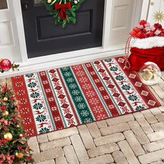 GARVEE Small Entryway Area Rug 2x3 Christmas Rug Indoor Non-Slip Front Door Mat Washable Boho Rug Xmas Decorative Throw Floor Covers Farmhouse Geometric Festival Carpet for Living Room Bedroom, Red