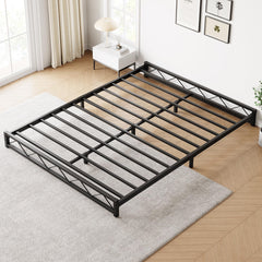 GARVEE 6 Inch Full Size Metal Platform Bed Frame with Wavy Pattern, Full Bed Frame with Steel Slat Support, Mattress Foundation,  No Box Spring Needed, Easy Assembly (Black, Full)