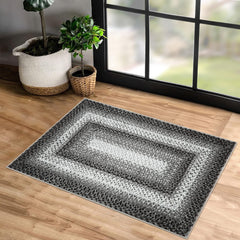 GARVEE Braided Rug 2x3 Entryway Rugs Indoor Rustic Area Rug Washable Rug Modern Geometric Area Rug Non-Slip Boho Rug for Living Room Bedroom Kitchen, Grey