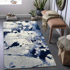 GARVEE Abstract Blue Small Area Rug 2' x 3', Watercolor Small Rug for Entryway Hallway Living Room Kitchen Bathroom, Non-Slip