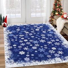 GARVEE Washable Area Rug 8x10 Rug for Living Room Modern Blue Christmas Rug Snowflake Bedroom Rug Non Slip Carpet Soft Stain Resistant Large Area Rug for Holiday Dining Room Classroom 8'x10' Blue