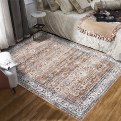 GARVEE 8x10 Area Rugs for Living Room Vintage Washable Rug Oriental Floral Large Area Rug Ultra-Soft Indoor Carpet Non Slip Foldable Thin Rug for Bedroom Dining Room Nursery Home Office Rust