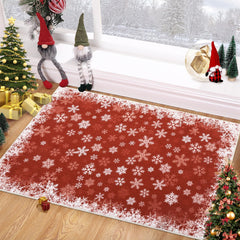 GARVEE Christmas Door Mat 2x3 Rug Washable Bath Mat Non-Slip Kithcen Mat Snowflakes Entryway Rug Small Red Carpet Winter Doormat Rubber Back Doormats for Kids Room Indoor Outdoor 2'x3' Red