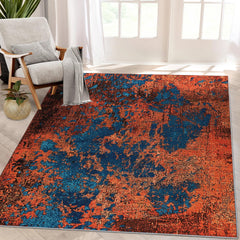 GARVEE 8x10 Rug for Living Room Washable Rugs Modern Area Rug for Bedroom Abstract Rug Non Slip Carpet Throw Rugs Large Area Rug Stain Resistant Office Rug Classroom Rug 8'x10' Red/Blue