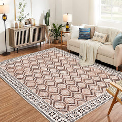 GARVEE Geometric Modern Area Rug, 9x12 Washable Indoor Carpets Boho Vintage Diamond Rug, Casual Non Shedding, Stain Resistant, Easy-Cleaning for Living Room Bedroom Office Dining Room