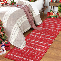 GARVEE Christmas Rug Runner 2x8 Boho Hallway Rug Non-Slip Runner Rug for Bedroom Bohemian Christmas Area Rug Machine Washable Floor Cover for Living Room Bedroom, Red Boho, 2x8 Feet