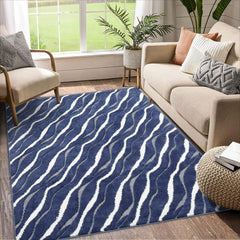 GARVEE 3x5 Blue Rug for Living Room & Bedroom | High-Low Pile, Ultra Soft, Non-Slip | Abstract Design, No Shedding | Modern & Versatile