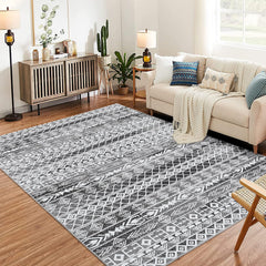 GARVEE Geometric Area Rug 3x5 - Machine Washable, Easy-Cleaning, Non-Shedding, Stain Resistant, Non-Slip, Foldable Indoor Mat for Living Room, Bedroom, Kitchen, Entryway, Bathroom, Grey