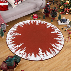 GARVEE Christmas Circle Rug 3ft Small Round Rug Washable Indoor Throw Floor Cover Xmas Decorative Area Rug Snowflake Boho Rug Non-Slip Xmas Round Carpet Festival Rug for Living Room Bedroom, Red