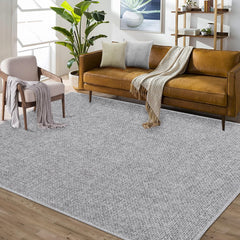 GARVEE Modern Washable Solid Textured Rug 5x7 - Stain Resistant, Non-Slip, Chenille Fibers, Foldable, Ideal for Living Room, Farmhouse Decor