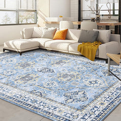 GARVEE Washable Rugs 9 x 12 Rug for Living Room Boho Vintage Rug Non Slip Large Area Rug Soft Non Shedding Throw Rugs Stain Resistant Carpet for Bedroom Office Dining Room Nursery Blue 9'x12'