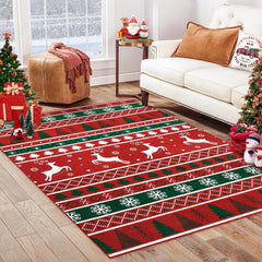 GARVEE Christmas Area Rug 4x6 - Winter Christmas Tree & Snowflake - Non-Slip, Machine Washable - Polyester - Bedroom, Living Room - Red