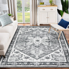 GARVEE Area Rug, 5x7 Rugs for Living Room,Washable Vintage Rug, Non-Slip Low Pile Throw Soft Rugs with Rubber Backing, Washable Rugs, Kitchen Rugs,Vintage Rugs,Washable Rug, Carpet for Dining Room