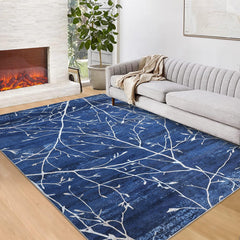 GARVEE 4x6 Area Rugs Boho Floral Rug with Branch Patten Non-Slip Distressed Area Rug Accent Throw Rugs Floor Carpet for Entryway Bedrooms Laundry Room Decor,4x6 Blue