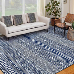 GARVEE Boho Area Rug 6x9 Navy Moroccan Bohemian Large Rug Indoor Modern Machine Washable Floor Carpet Non Slip Geometric Rug for Living Room Bedroom Stain Resistant Accent Rug for Dining Room Office