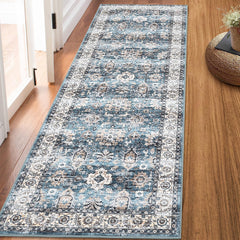 GARVEE Runner Rug 2x6 Vintage Distressed Floor Cover Machine Washable Hallway Runner Rug Non-Slip Boho Tribal Long Runner Rug Oriental Accent Runner Carpet for Kitchen Living Room Bedroom, Blue