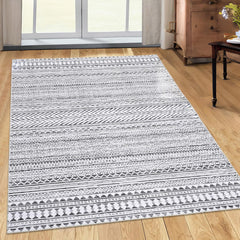 GARVEE Boho Geometric Chenille Area Rug - Machine Washable, Non-Slip, Soft Texture - Ideal for Living Room, Bedroom, Kitchen - Light Grey 3x5 FT