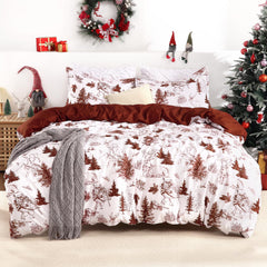 GARVEE Christmas Duvet Cover Twin, Soft Microfiber Red Duvet Covers, Reversible Printed Comforter Cover Set Christmas Holiday Decorative Bedding (Christmas Theme, Twin)