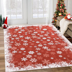 GARVEE Christmas Area Rug 4x6 Rug Washable Rug Snowflake Holiday Decor Xmas Modern Printed Red Rug Entryway Rug Non Slip Carpet Soft Low Pile Accent Rugs for Nursery Bedroom Living Room 4'x6' Red