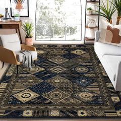 GARVEE 10x13 Extra Large Rugs Premium Plush Rug Tribal Rugs Boho Rugs for Bedroom Aesthetic Large Livingroom Room Rug, Blue Geometric Printed Non-Slip Carpet for Farmhouse Office