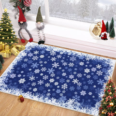 GARVEE Christmas Door Mat 2x3 Mat Snowflake Xmas Bath Mat Non-Slip Kithcen Rug Washable Entryway Rug Small Blue Carpet Winter Home Decor Doormat Rubber Back Doormats for Indoor Outdoor 2'x3' Blue