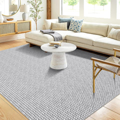 GARVEE Large Washable Rug 8x10 Rug Netural Braided Print Rug Low Pile Rug Modern Rug Stain-Resisitant Carpet Non-Slip Accent Rug for Living Room Bedroom Dining Room Nursery Dorm Office,Grey