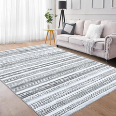 GARVEE Washable Rugs 5x7 Rug for Living Room Throw Rugs for Bedroom Non Slip Modern Rug Pearl Velvet Soft Area Rug Moroccan Geometric Nursery Rug No Shedding Classroom Rug Grey 5'x7'