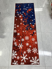 GARVEE Christmas Runner Rug 2x8 Hallway Rug Snowflake Xmas Runner Kitchen Rug Washable Rug Non Slip Bathroom Rug Holiday Decor Distressed Modern Soft Carpet for Bedroom Laundry 2'x8' Red&Blue