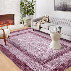 GARVEE Braided Rug 6x9 Washable Boho Accent Rug, Vintage, Low Pile, Non-Slip, Polyester, Foldable, Indoor Carpet for Living Room, Bedroom, Office