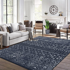 GARVEE Large Area Rug Living Room Rugs 9x12 Large Soft Machine Washable Boho Moroccan Neutral Stain Resistant Indoor Floor Rug Carpet for Bedroom Under Dining Table House Decor Black