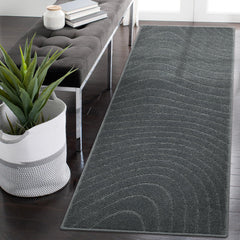 GARVEE 2x8 Long Hallway Runner Rug Non Slip Boho Accent Rug Throw Floor Cover High Low Loop Modern Abstract Runner Stain Resistant Contemporary Wave Rug Carpet for Living Room Bedroom,Grey