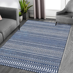 Zacoo Boho Area Rug 8x10 Moroccan Rug Large Bohemian Rug Indoor Modern Machine Washable Floor Carpet Non Slip Geometric Rug for Living Room Bedroom Stain Resistant Accent Rug Dining Room Office, Navy