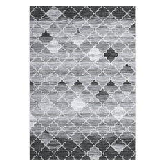 GARVEE Washable Moroccan Area Rug - Stain Resistant, Non-Slip, Modern Trellis, Foldable, Grey, 4' x 6', Ideal for Living Room