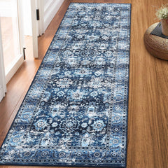 GARVEE Runner Rug 2x6 Vintage Distressed Floor Cover Machine Washable Hallway Runner Rug Non-Slip Boho Tribal Long Runner Rug Oriental Accent Runner Carpet for Kitchen Living Room Bedroom, Navy