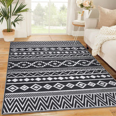 GARVEE Soft 8' x 10' Area Rug, Anti Slip, Washable, Pet Friendly, Boho Modern Carpet for Living Room Bedroom, Black