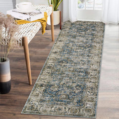 GARVEE Washable Rugs 9x12 Rug for Living Room Vintage Rugs for Bedroom Oriental Large Area Rug Non Slip Distressed Printed Rug Stain Resistant Throw Rugs for Dining Rooom 9'x12' Distressed Blue