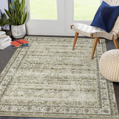 GARVEE Washable Area Rug 5x7 Living Room Rug Stain Resistant Soft Bedroom Rug Ultra-Thin Vintage Oriental Farmhouse Dining Room Rugs for Under Table Indoor Carpet for Living Room,Taupe 5x7